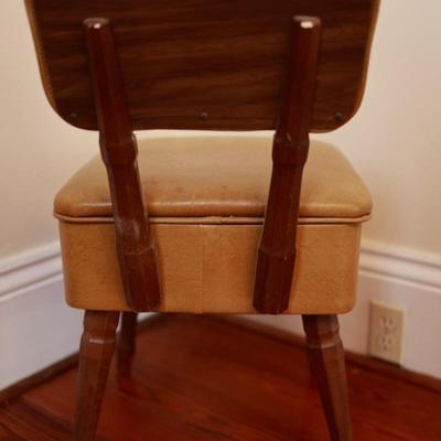 Mid-Century Yellow Naugahyde Storage Sewing Chair