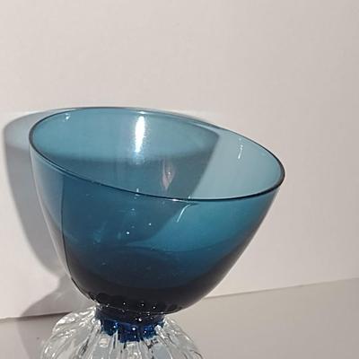 Mid Century Beverage Set- Decanter with Six Cordial Glasses- Aseda Art Glass Sweden (Bo Borgstrom)