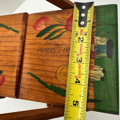 Vintage MCM Wooden Fold Out Sewing Box