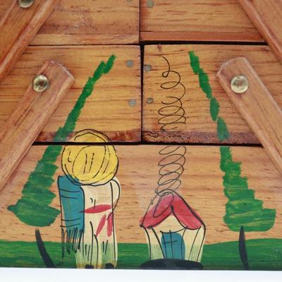 Vintage MCM Wooden Fold Out Sewing Box