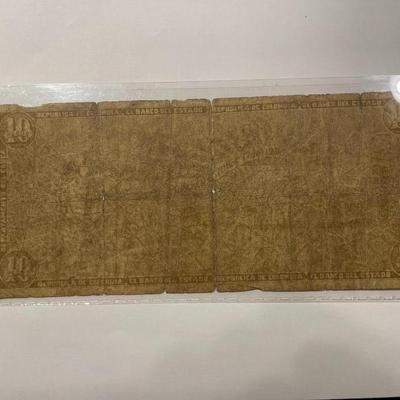 SCARCE COLOMBIA BANCO DEL ESTADO 10 PESOS c1900 BANKNOTE/CURRENCY IN HEAVY CIRCULATED CONDITION AS PIC'D.