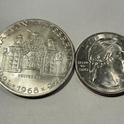 Austria 1968 Brilliant Uncirculated 25 Schilling Silver Coin as Pictured.