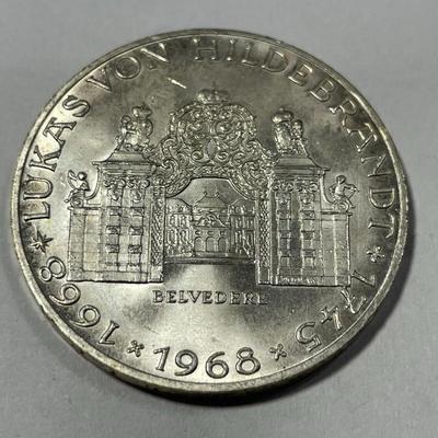 Austria 1968 Brilliant Uncirculated 25 Schilling Silver Coin as Pictured.