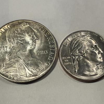 Austria 1967 Uncirculated Condition 25 Schilling Silver Coin KM#2901 as Pictured.
