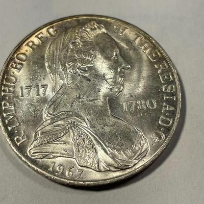 Austria 1967 Uncirculated Condition 25 Schilling Silver Coin KM#2901 as Pictured.