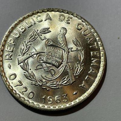 Guatemala 1963 Choice BU Condition 50 Centavos KM-264 Silver Coin as Pic'd.