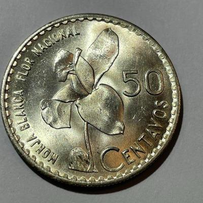 Guatemala 1963 Choice BU Condition 50 Centavos KM-264 Silver Coin as Pic'd.