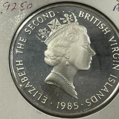 BRITISH VIRGIN ISLANDS 1985 PROOF $25 SILVER COIN AS PICTURED.