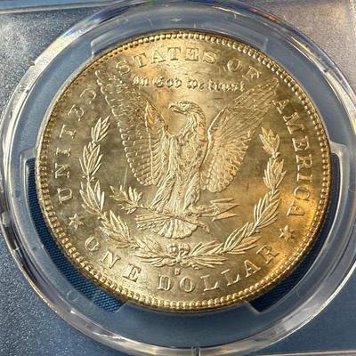 PCGS CERTIFIED 1878-S MS63 GRADED MORGAN SILVER DOLLAR AS PICTURED. (COIN #8303).