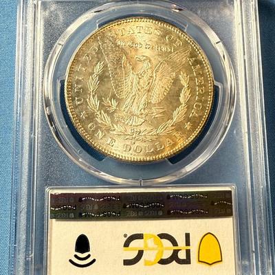 PCGS CERTIFIED 1878-S MS63 GRADED MORGAN SILVER DOLLAR AS PICTURED. (COIN #8303).