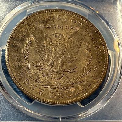 PCGS CERTIFIED 1878-S MS63 GRADED TONED MORGAN SILVER DOLLAR AS PICTURED. (COIN #8304).