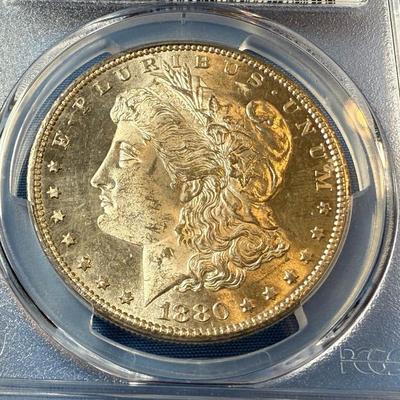 PCGS CERTIFIED 1880-S MS63 GRADED MORGAN SILVER DOLLAR AS PICTURED. (COIN #8309).