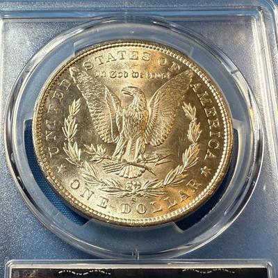 PCGS CERTIFIED 1880-S MS63 GRADED MORGAN SILVER DOLLAR AS PICTURED. (COIN #8309).