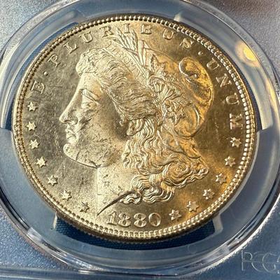 PCGS CERTIFIED 1880-S MS64 GRADED MORGAN SILVER DOLLAR AS PICTURED. (COIN #8305).