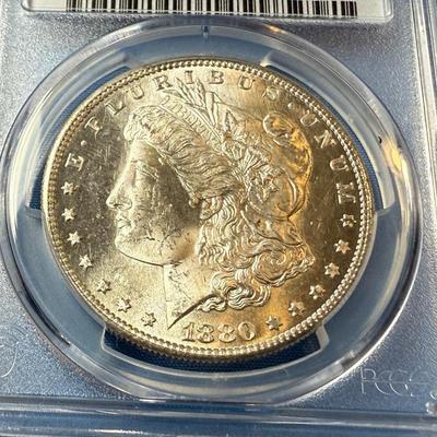 PCGS CERTIFIED 1880-S MS64 GRADED MORGAN SILVER DOLLAR AS PICTURED. (COIN #8306).