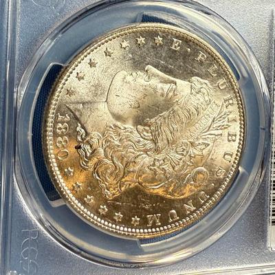 PCGS CERTIFIED 1880-S MS64 GRADED MORGAN SILVER DOLLAR AS PICTURED. (COIN #8308).