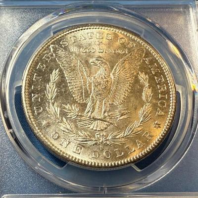 PCGS CERTIFIED 1880-S MS64 GRADED MORGAN SILVER DOLLAR AS PICTURED. (COIN #8307).