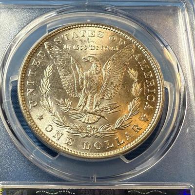 PCGS CERTIFIED 1881-P MS62 GRADED MORGAN SILVER DOLLAR AS PICTURED. (COIN #8315).