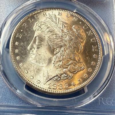 PCGS CERTIFIED 1882-S MS65 GRADED MORGAN SILVER DOLLAR AS PICTURED. (COIN #8311).