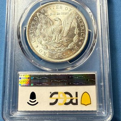 PCGS CERTIFIED 1890-P MS63 GRADED MORGAN SILVER DOLLAR AS PICTURED. (COIN #8317).