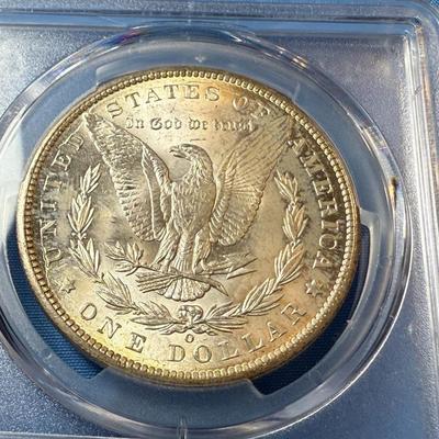 PCGS CERTIFIED 1899-O MS63 GRADED MORGAN SILVER DOLLAR AS PICTURED. (COIN #8316).