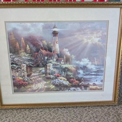Sale Photo Thumbnail #59: Framed lighthouse painting