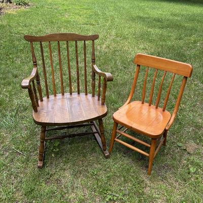 LOT 71: Vintage Rocker & Child's Chair