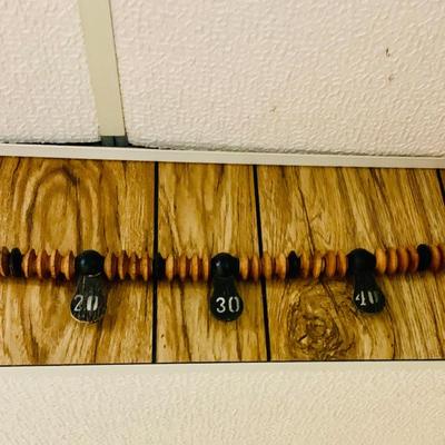 LOT 85: Bumper Pool Table with Removable Top, Pool Cue Rack and Vintage Wooden Billiards Scoring Beads