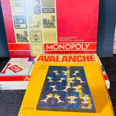LOT 89: Vintage Parker Brothers Board Games Including Two (2) Editions of Monopoly and Avalanche Marble Game