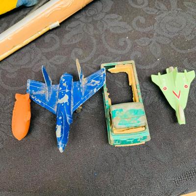 LOT 93: Vintage Toys Pieces and Parts - Featuring Structo Pressed Steel Dome Horse Carrier (Missing Front Wheels), Vintage Waco Draw...