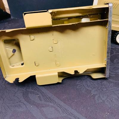LOT 93: Vintage Toys Pieces and Parts - Featuring Structo Pressed Steel Dome Horse Carrier (Missing Front Wheels), Vintage Waco Draw...