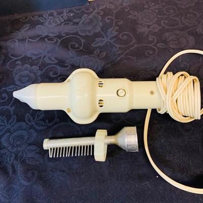 LOT 98: Vintage Barber Shop Supplies Including a Wahl Super Vac Shaver, Schick Hot Lather Shaving Cream Dispenser, Vintage Louis Hair...