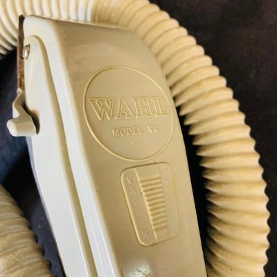 LOT 98: Vintage Barber Shop Supplies Including a Wahl Super Vac Shaver, Schick Hot Lather Shaving Cream Dispenser, Vintage Louis Hair...