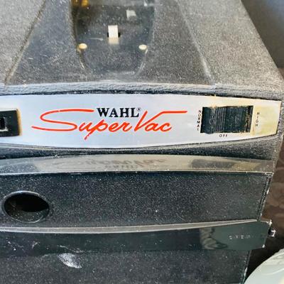 LOT 98: Vintage Barber Shop Supplies Including a Wahl Super Vac Shaver, Schick Hot Lather Shaving Cream Dispenser, Vintage Louis Hair...