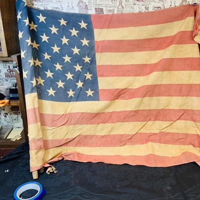 LOT 101: Patriotic Collection Featuring a Framed Jamie Wyeth 911 Wall Art, Vintage US Flags, New Jersey Flag, Army Pamphlets and More