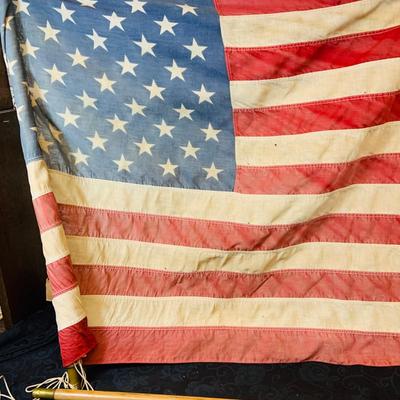 LOT 101: Patriotic Collection Featuring a Framed Jamie Wyeth 911 Wall Art, Vintage US Flags, New Jersey Flag, Army Pamphlets and More