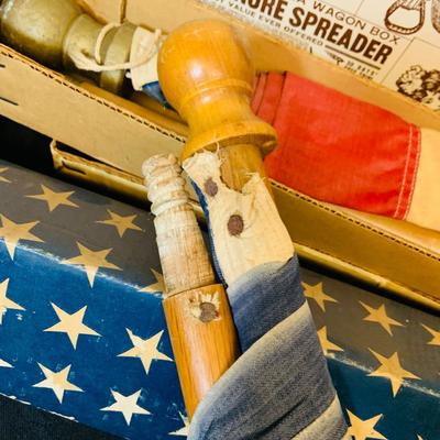 LOT 101: Patriotic Collection Featuring a Framed Jamie Wyeth 911 Wall Art, Vintage US Flags, New Jersey Flag, Army Pamphlets and More
