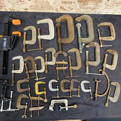 LOT 103: Large Assortment of Metal Clamps and More