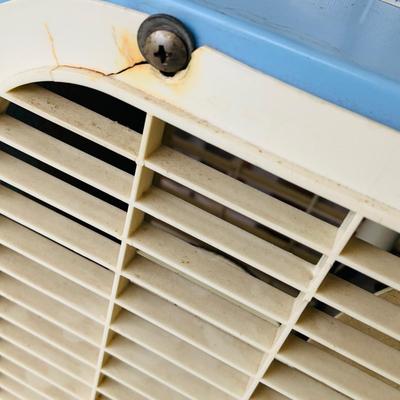 LOT 104: Set of Three (3) Vintage Box Fans by Kmart, Superlectric and More and a Vintage Glass Devibiss Vaporizer