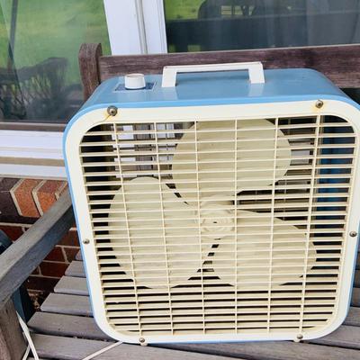 LOT 104: Set of Three (3) Vintage Box Fans by Kmart, Superlectric and More and a Vintage Glass Devibiss Vaporizer