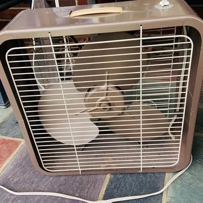 LOT 104: Set of Three (3) Vintage Box Fans by Kmart, Superlectric and More and a Vintage Glass Devibiss Vaporizer