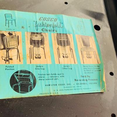 LOT 105: Vintage Cosco Folding Card Table and Set of Four (4) Cosco Fashionfold Chairs