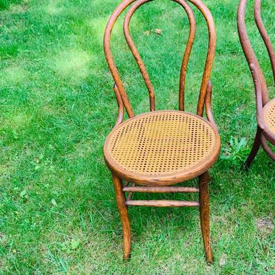 LOT 107: Set of Two(2) Bent Wood Cain Seat Chairs