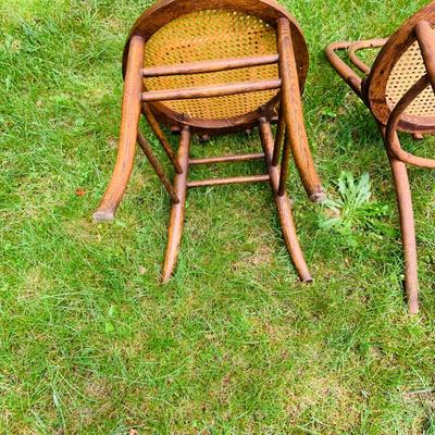 LOT 107: Set of Two(2) Bent Wood Cain Seat Chairs