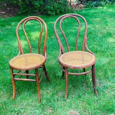 LOT 107: Set of Two(2) Bent Wood Cain Seat Chairs