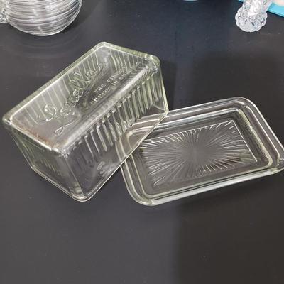 LOT 112: Vintage Kitchen; Pyrex, Louella Butter Dish, and More