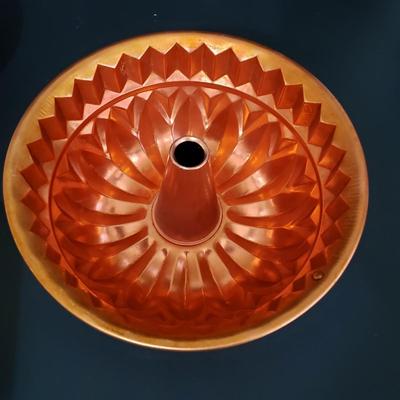 LOT 113: Vintage Kitchen; Pyrex Desert Dawn, Chrome Cake Box, Cookbooks, Bundt Pan, and More