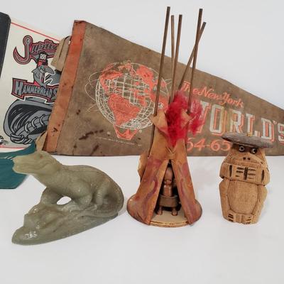 LOT 120: Vintage Travel Memorabilia; World's Fair, Cherokee Art, Jupiter Hammerheads, and So Much More