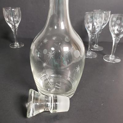 LOT 124: Vintage Atomic Decanter & Glass Set & More