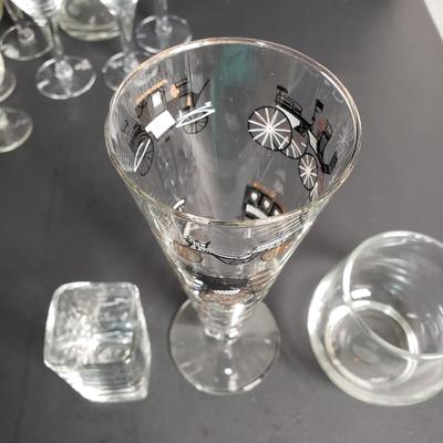 LOT 124: Vintage Atomic Decanter & Glass Set & More